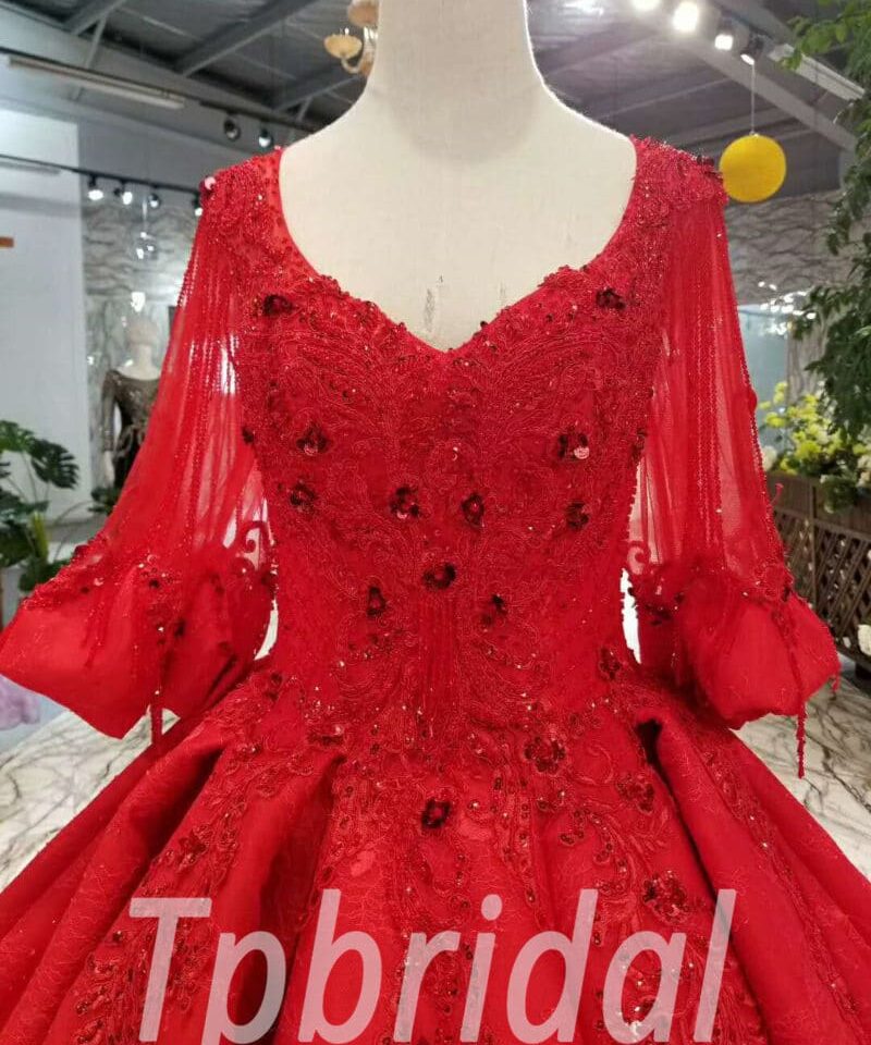 red wedding dress plus size-20374-05