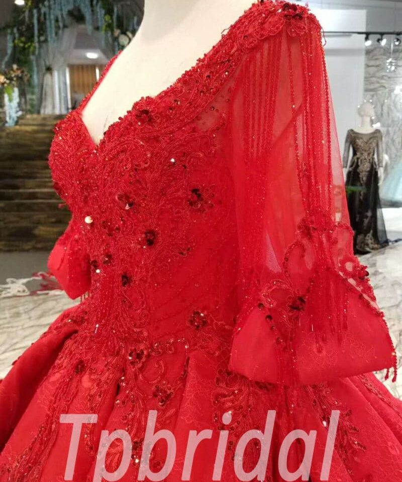 red wedding dress plus size-20374-05