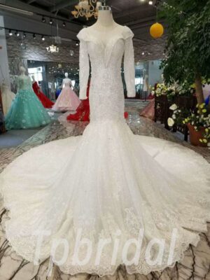 white mermaid wedding dress-20366-01