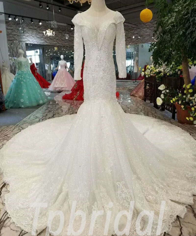 white mermaid wedding dress-20366-01