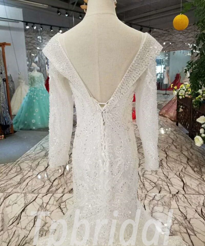 white mermaid wedding dress-20366-08