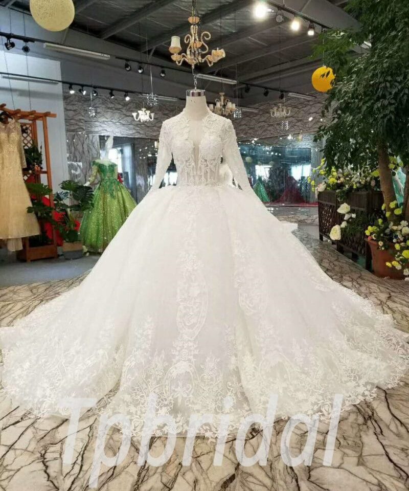 white wedding dress with sleeves-20378-01