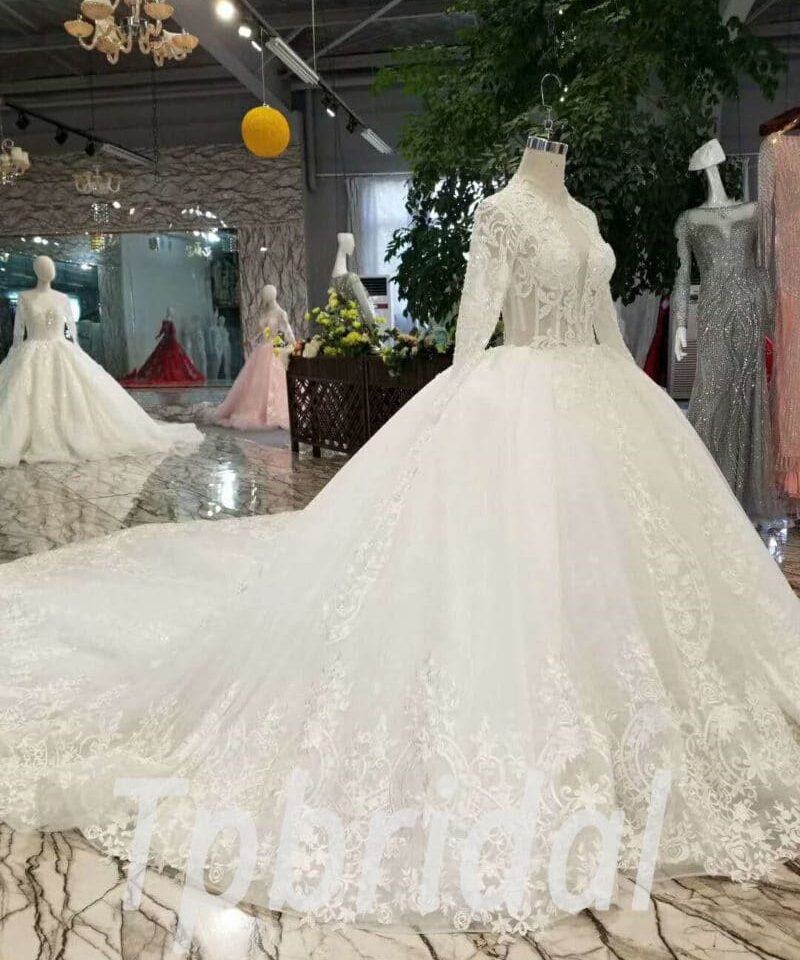 white wedding dress with sleeves-20378-04