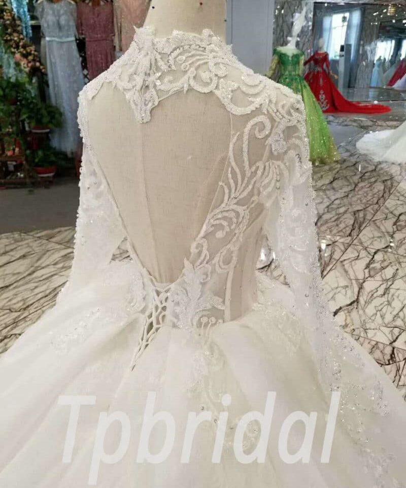 white wedding dress with sleeves-20378-08