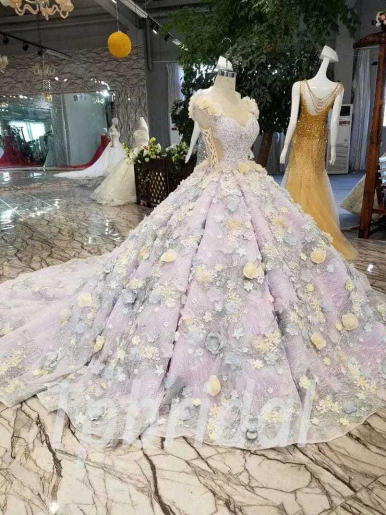 lavender ball gown wedding dress