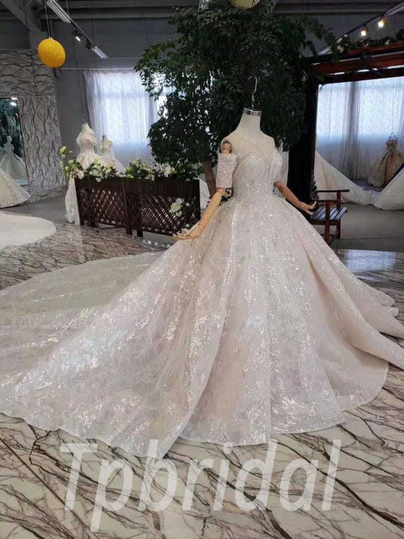 Bling Ball Gown Wedding Dress Haute Couture With Train