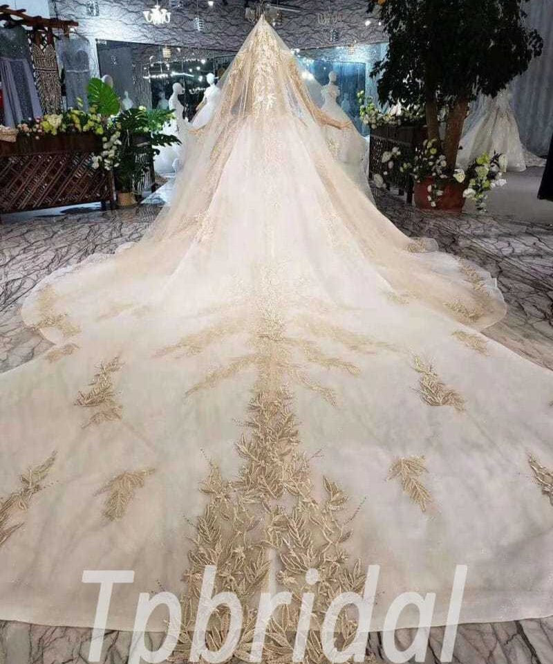 champagne gold wedding dress 506-05