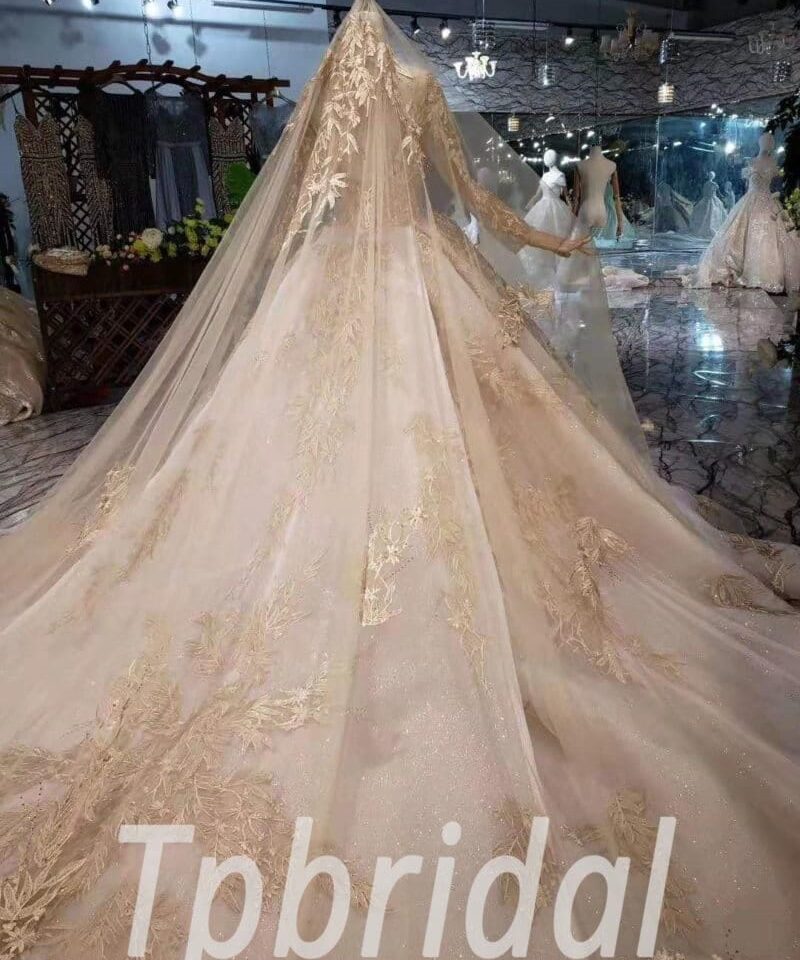 champagne gold wedding dress 506-06