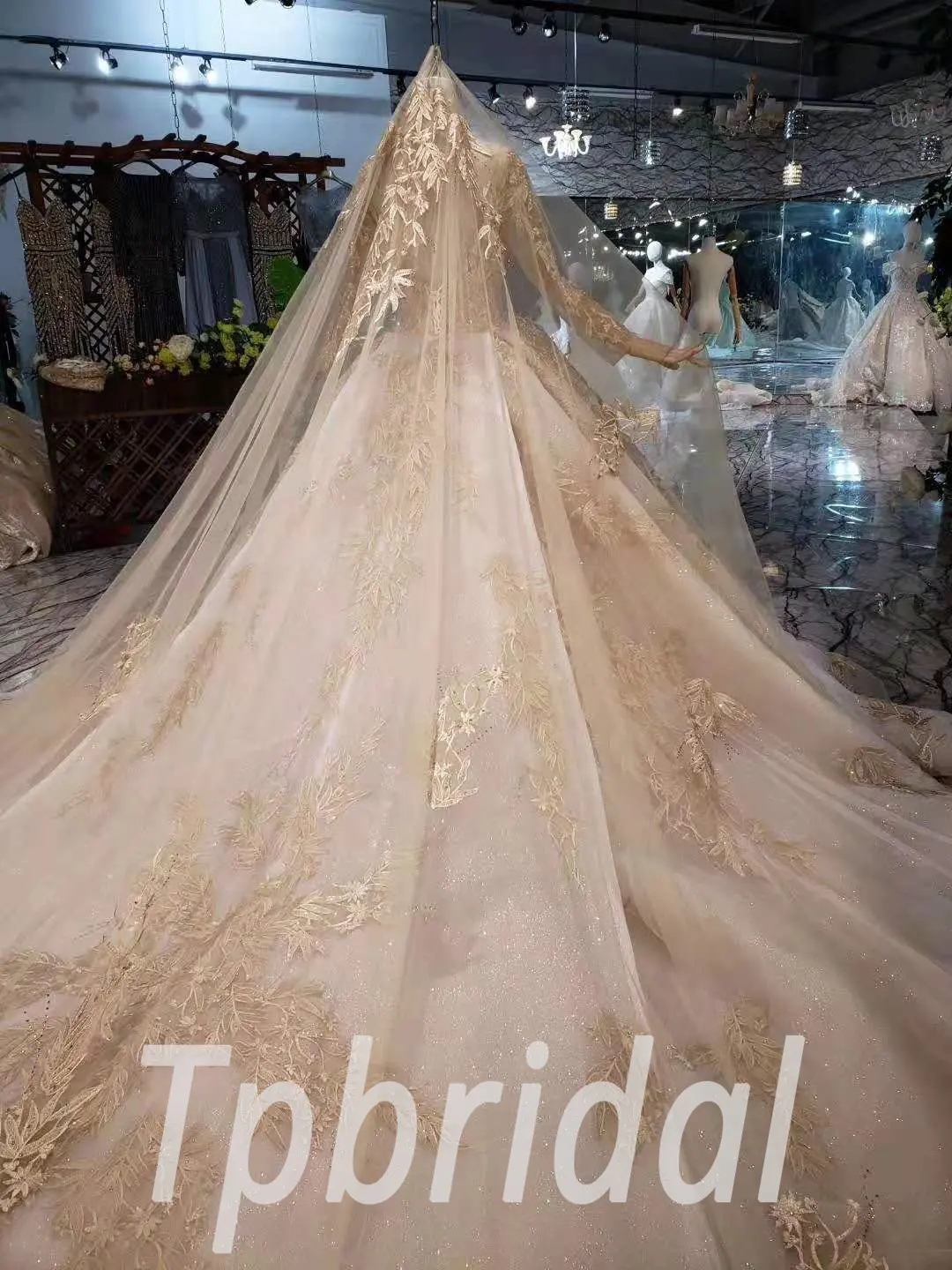 champagne gold wedding dress 506-06