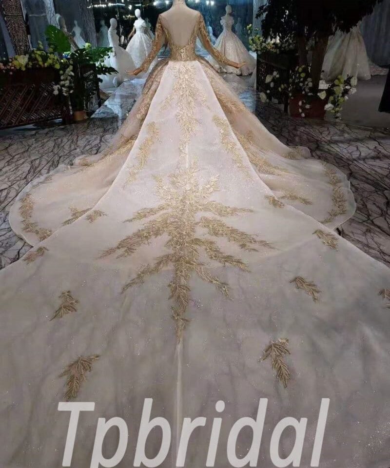 champagne gold wedding dress 506-08