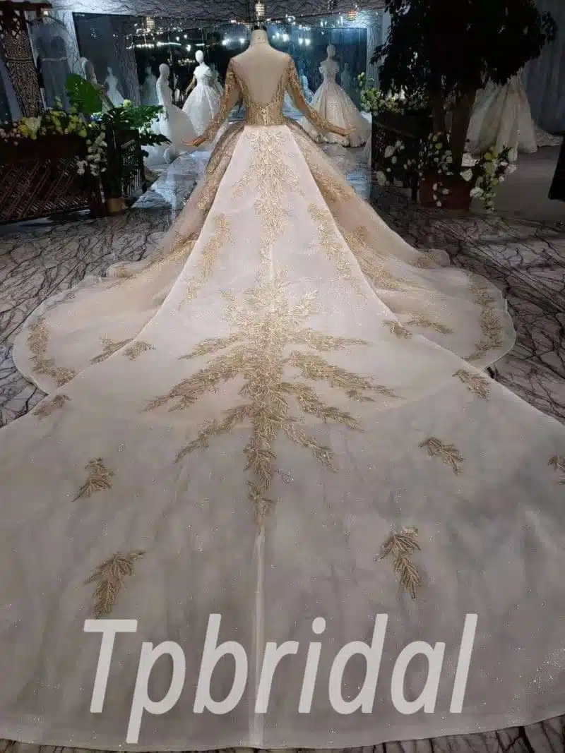 champagne gold wedding dress 506-08