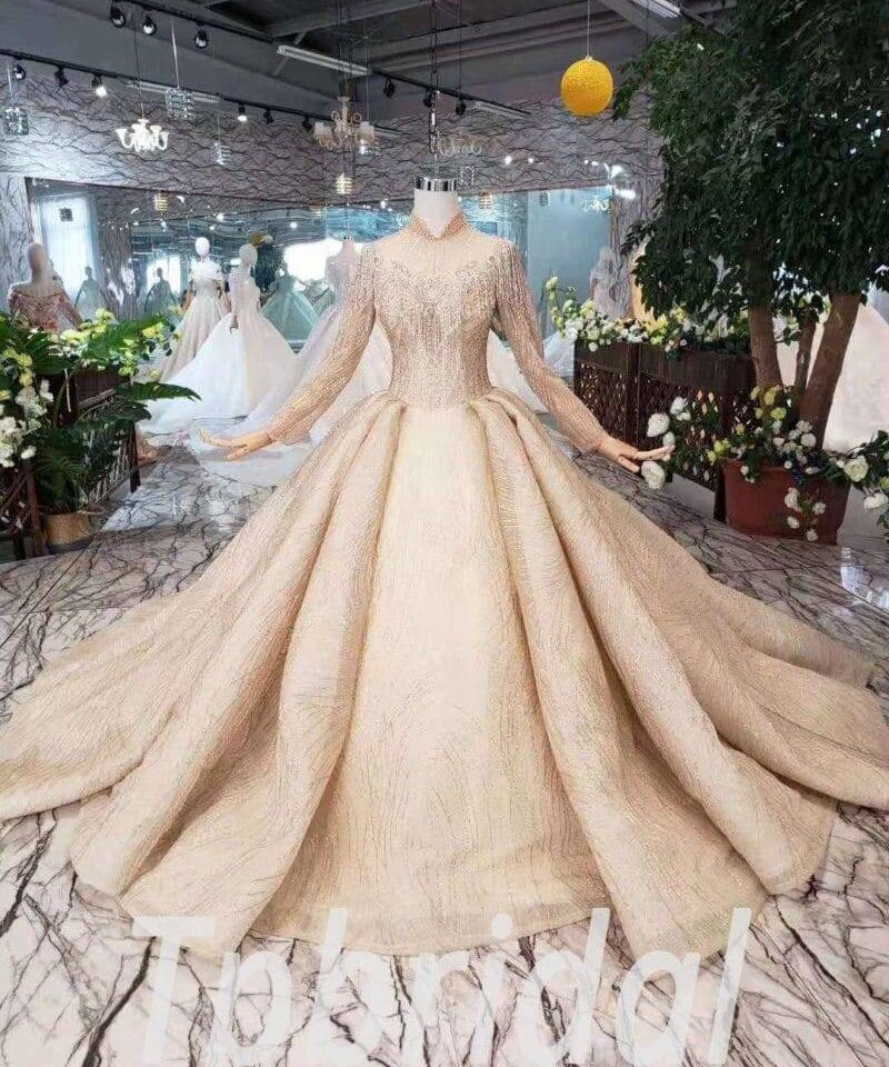 gold ball gown wedding dress 508-01