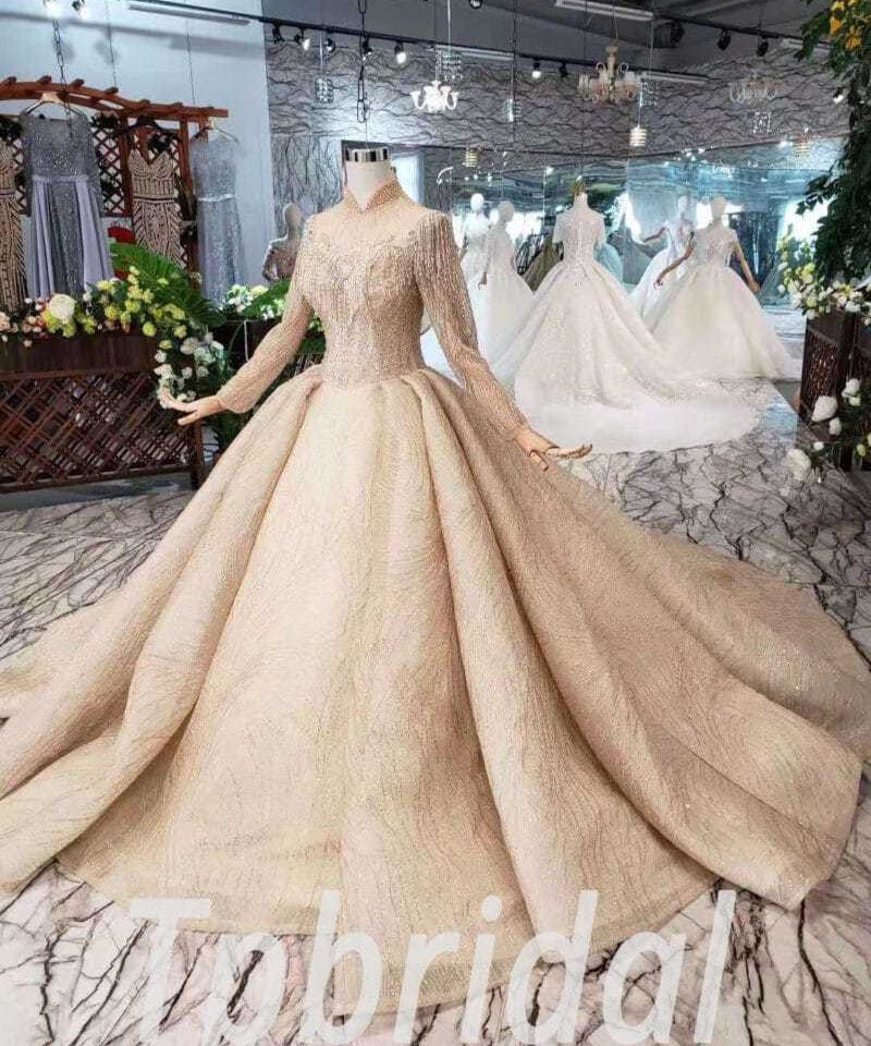gold ball gown wedding dress 508-02