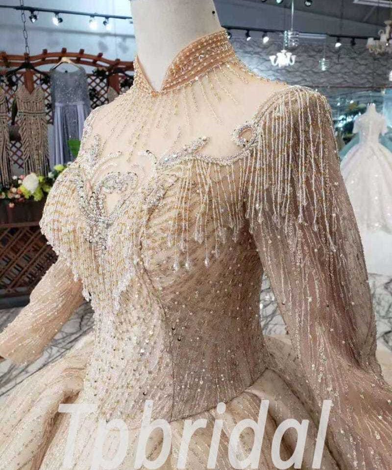 gold ball gown wedding dress 508-04