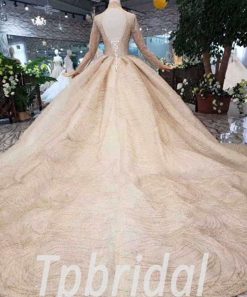 gold ball gown wedding dress 508-05