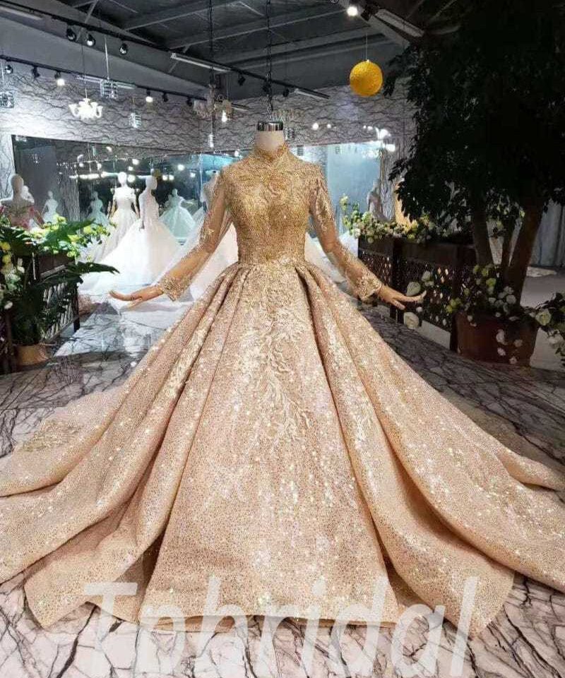 high neck wedding dress 507-01