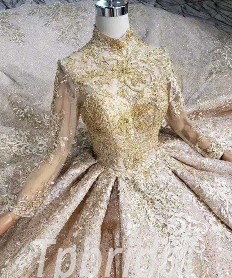 high neck wedding dress 507-07