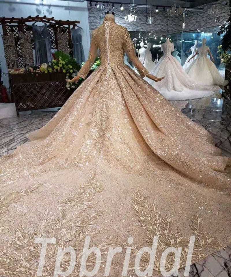high neck wedding dress 507-09