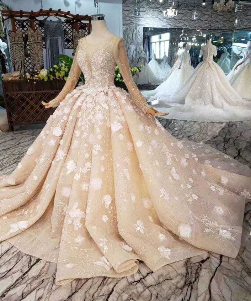 long sleeve wedding dress crystal 502-01