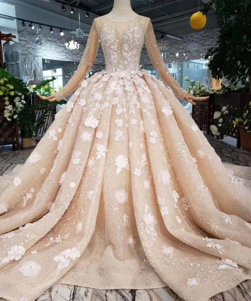 long sleeve wedding dress crystal 502-03