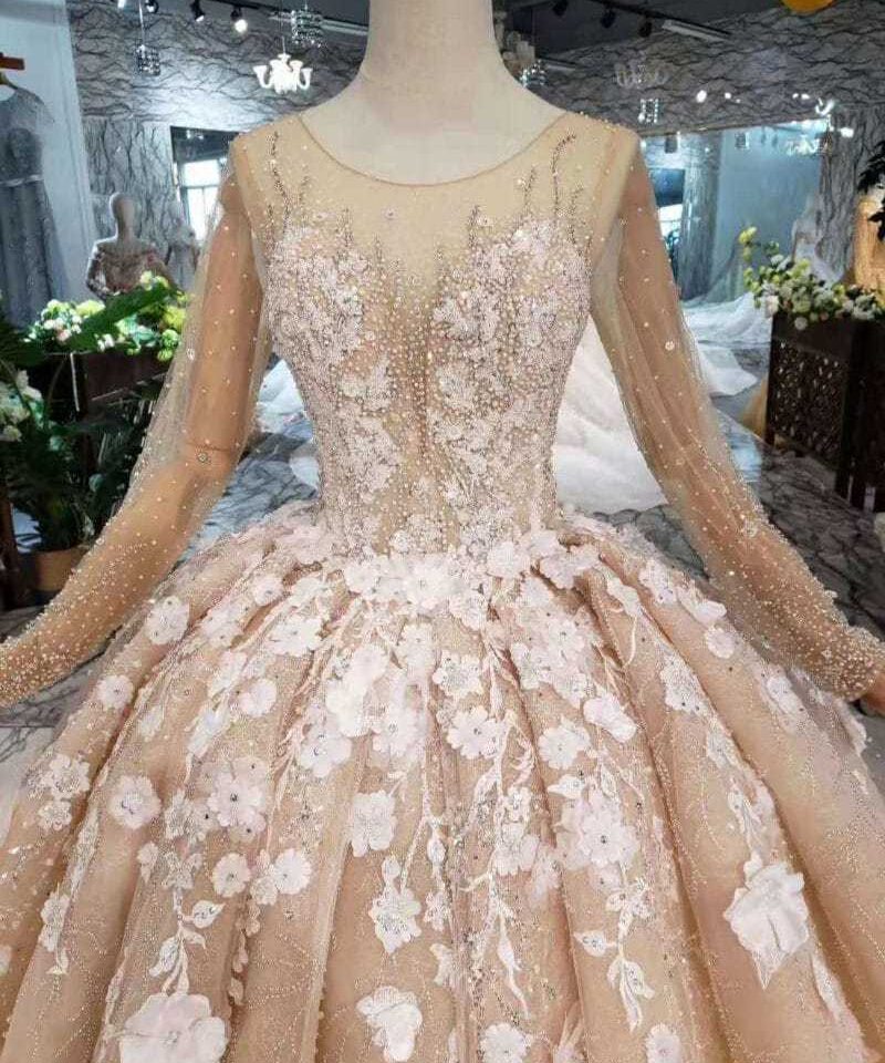 long sleeve wedding dress crystal 502-04