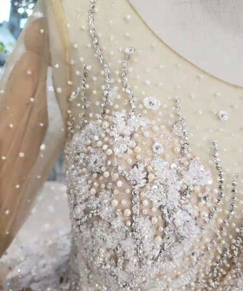 long sleeve wedding dress crystal 502-06