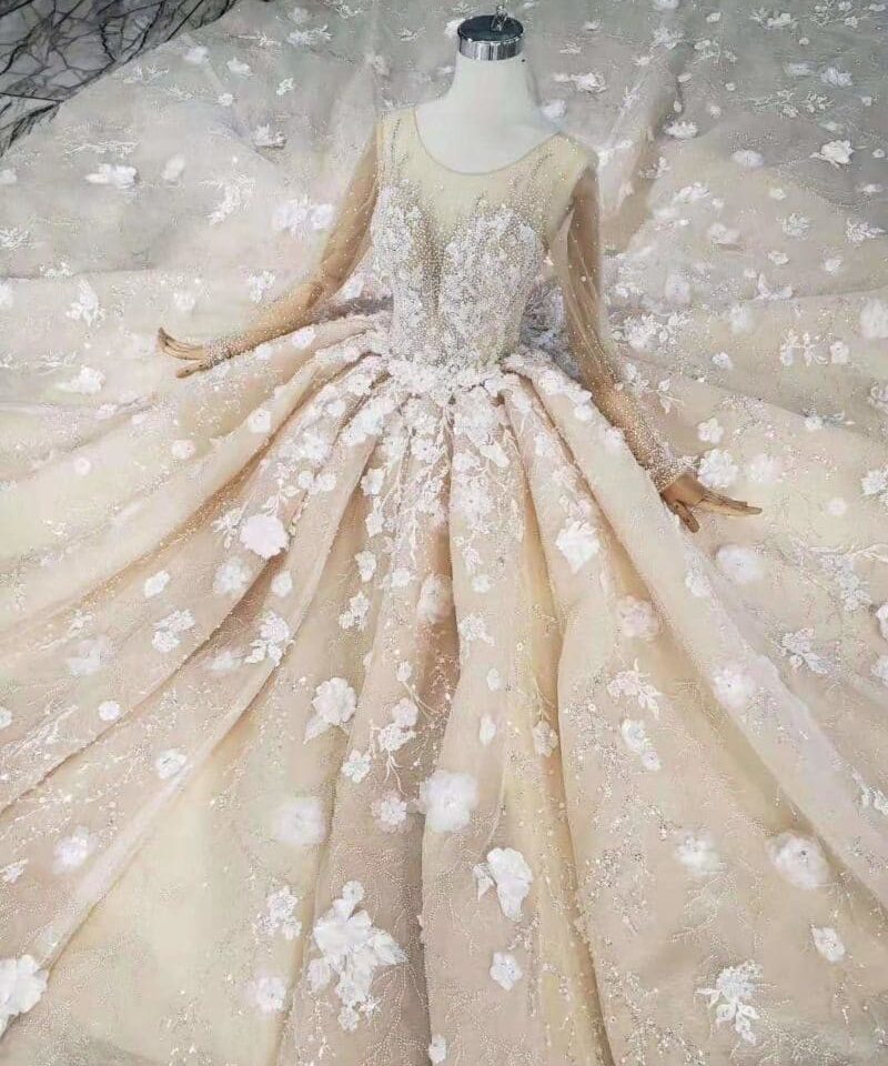 long sleeve wedding dress crystal 502-08