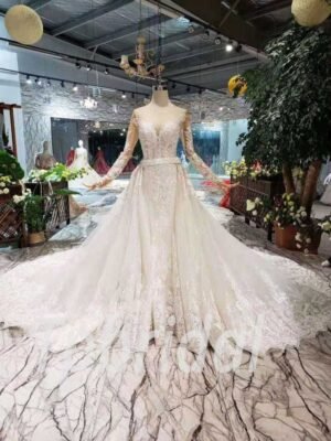 Detachable train wedding dress 512-01