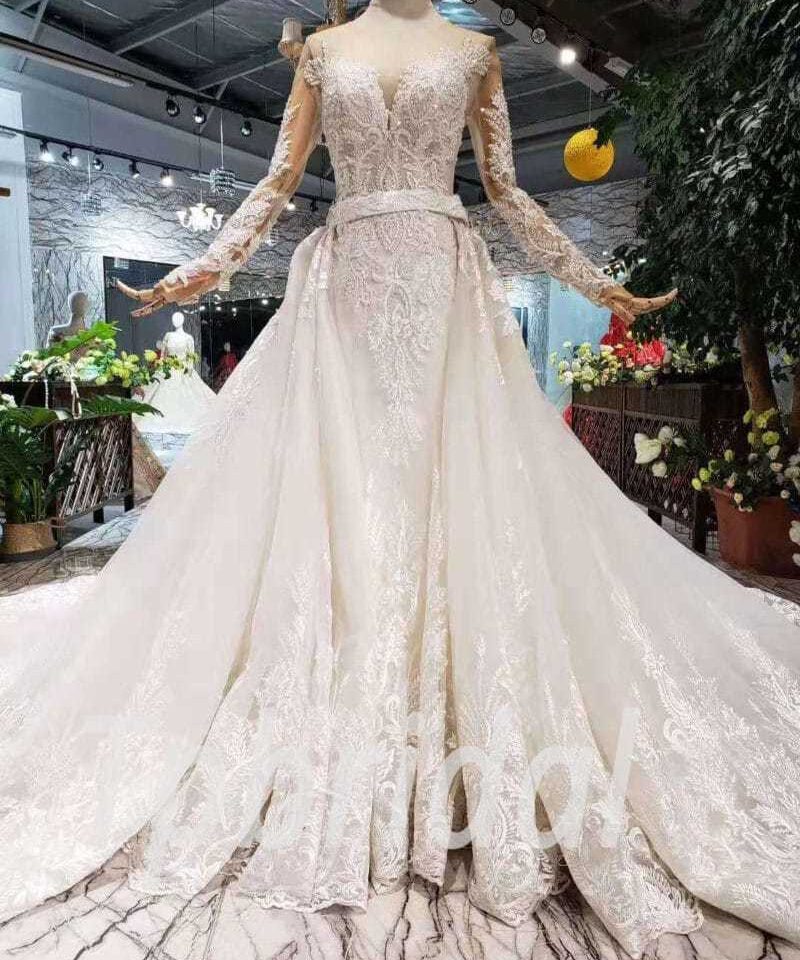 Detachable train wedding dress 512-02
