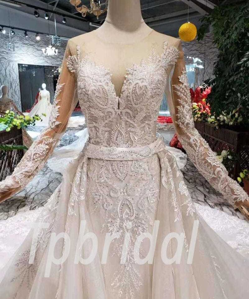 Detachable train wedding dress 512-03