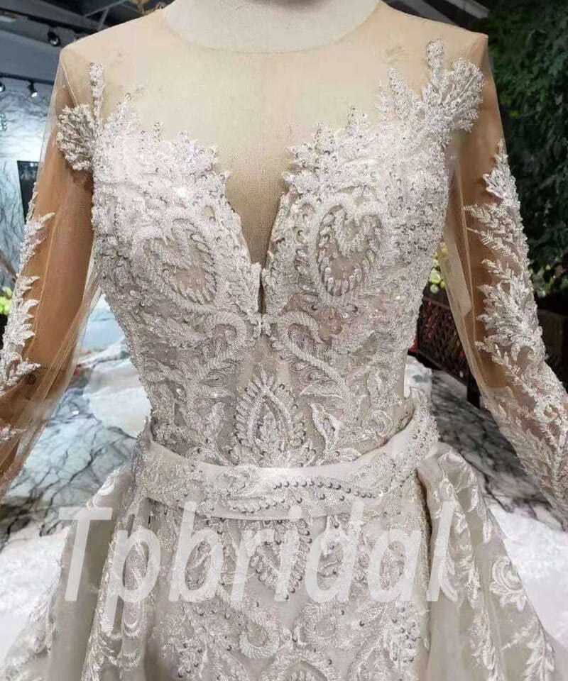 Detachable train wedding dress 512-04