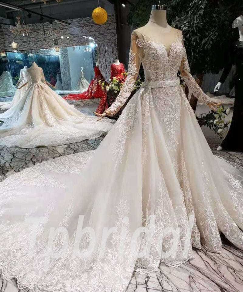 Detachable train wedding dress 512-06