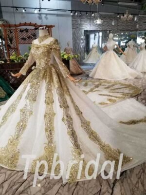 gold and white wedding dress 522-01