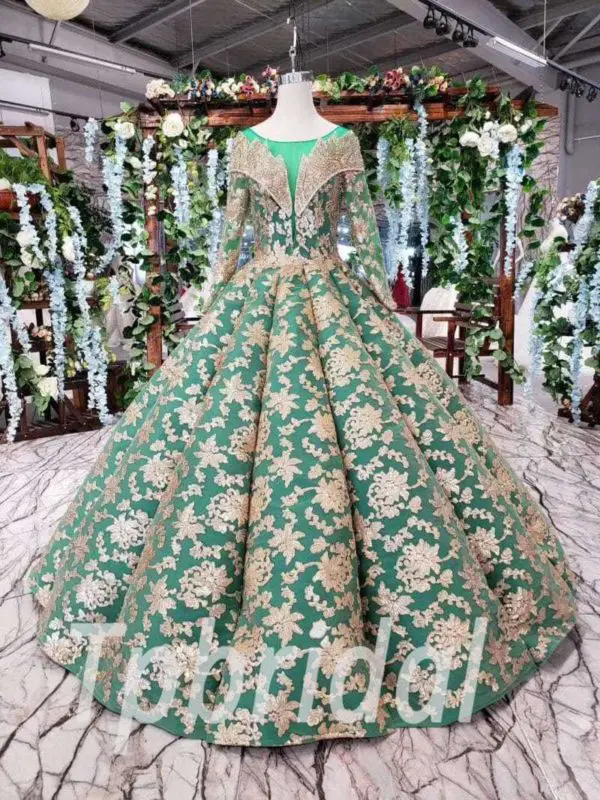 green and gold prom dress 517-01