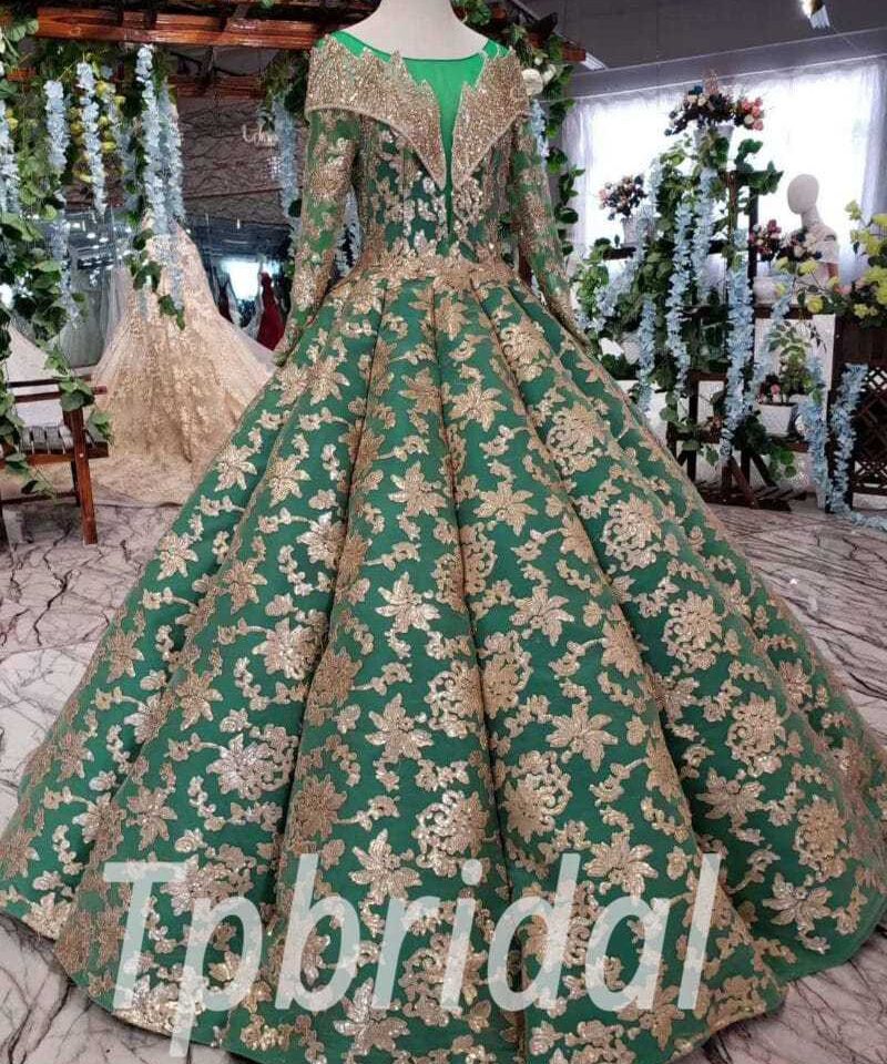 green and gold prom dress 517-03