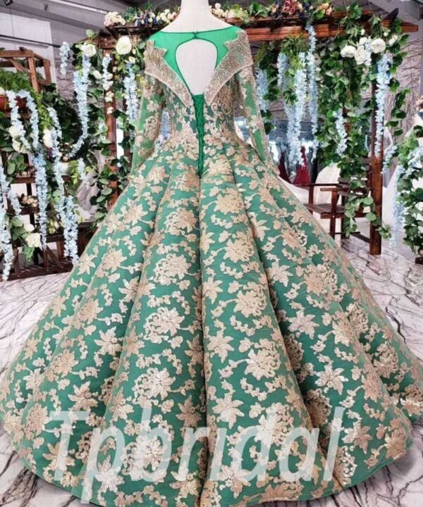 green and gold prom dress 517-06