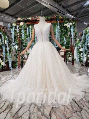 v neck a line wedding dress 516-01