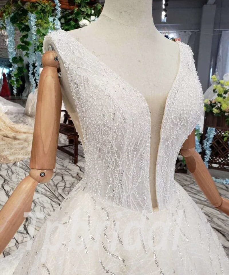 v neck a line wedding dress 516-05