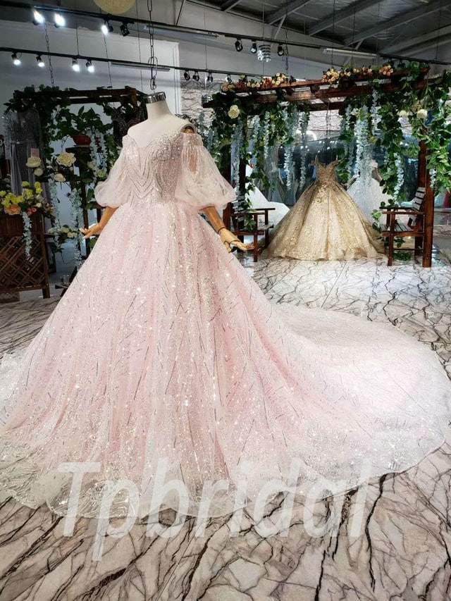 Off Shoulder Pink Line A Wedding Dress With Puff Sleeves, Soft Tulle, And  Back Lace Up Robe De Mariee For The Perfect Bride From Donnaweddingdress12,  $114.32 | DHgate.Com