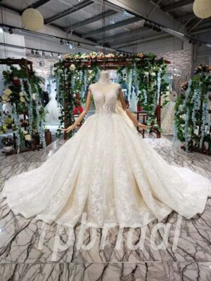 high neck lace wedding dress 541-01