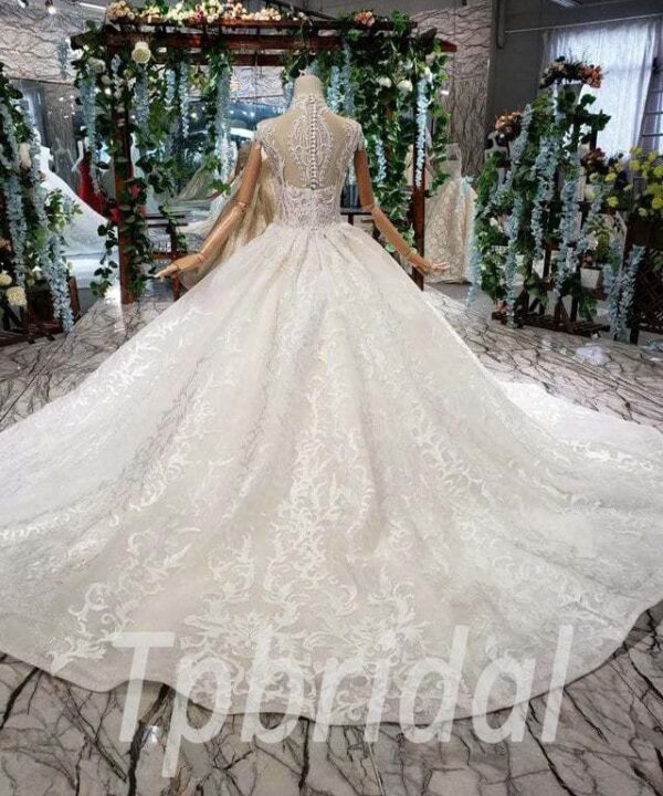 high neck lace wedding dress 541-07