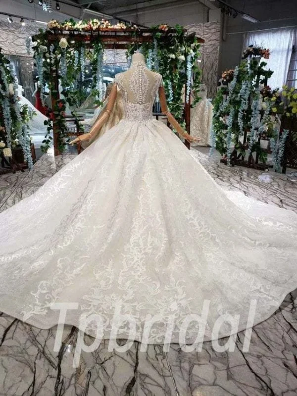 high neck lace wedding dress 541-07