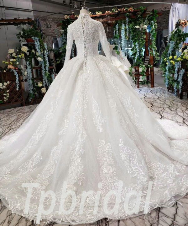 Alternative view of Long Sleeve Lace Wedding Dress With Train Hand made