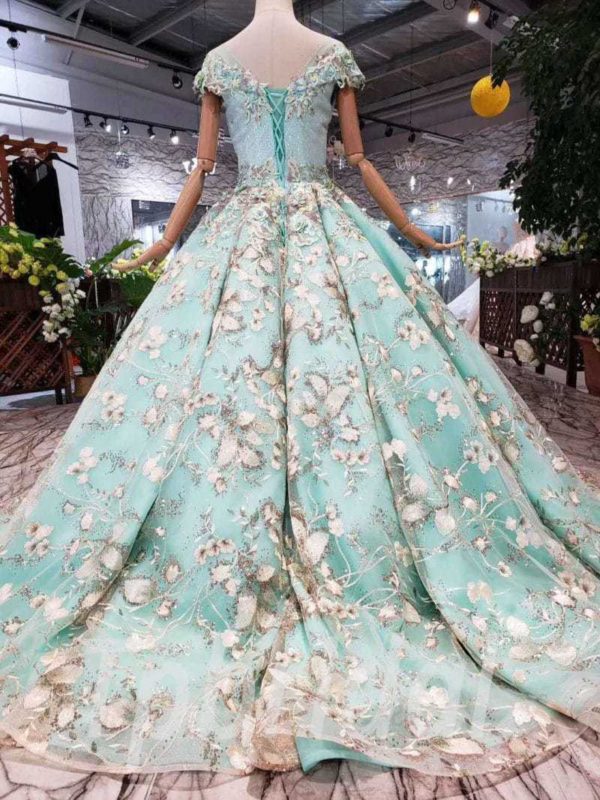 Mint Quinceanera Dresses Off The Shoulder Ball Gown