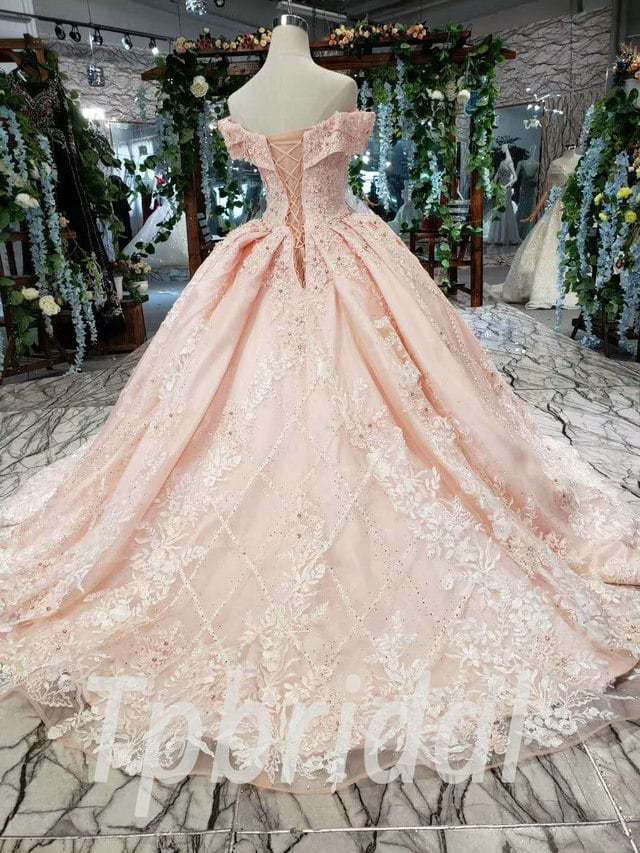 Glamorous Off Shoulder Tulle Princess Ball Weeding Dress Flowers Bridal Gown  Hot | eBay