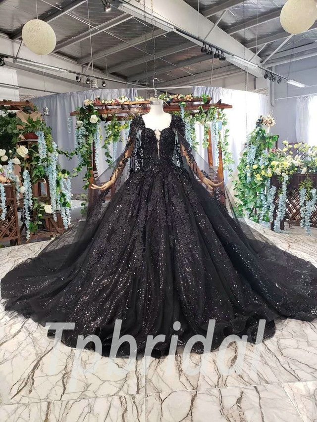 black gown dress for wedding