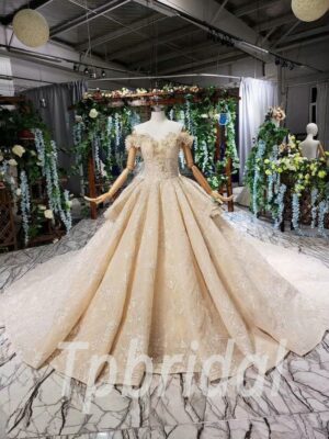 champagne princess wedding dress 561-01