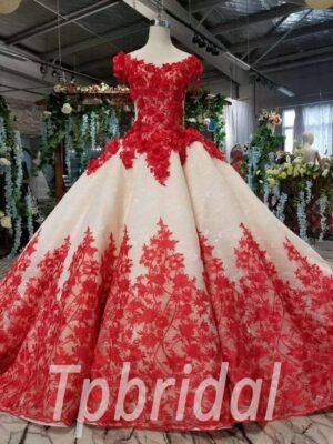 red and white wedding dress 560-01