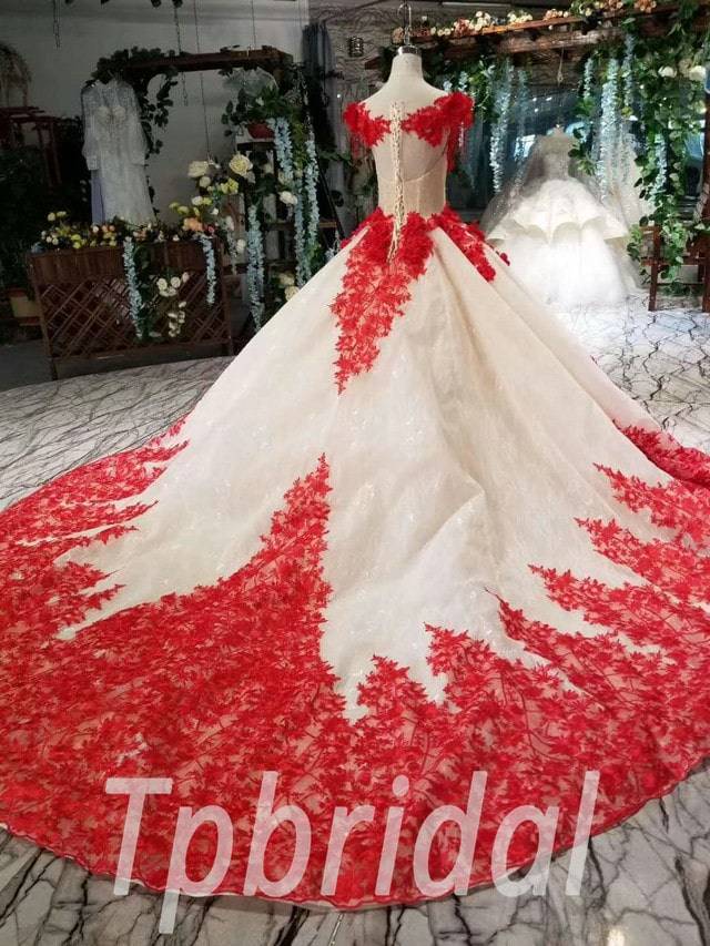 wedding dresses red and white