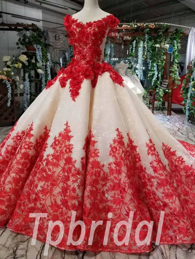 Ball Gown Red Tulle V-neck Long Prom Dress Formal Evening Gowns QP2210 –  SQOSA